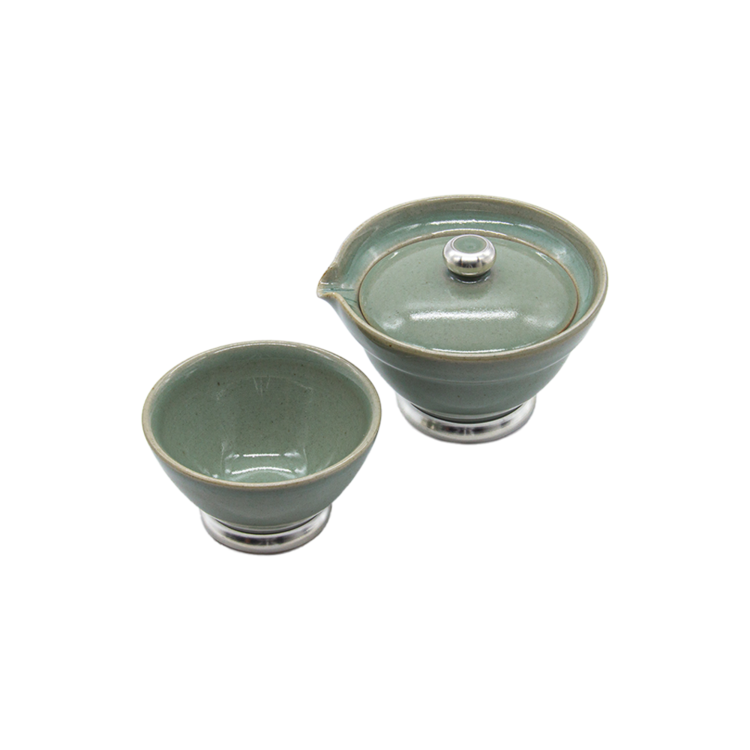 Silver-Decorated Celadon Tea Set