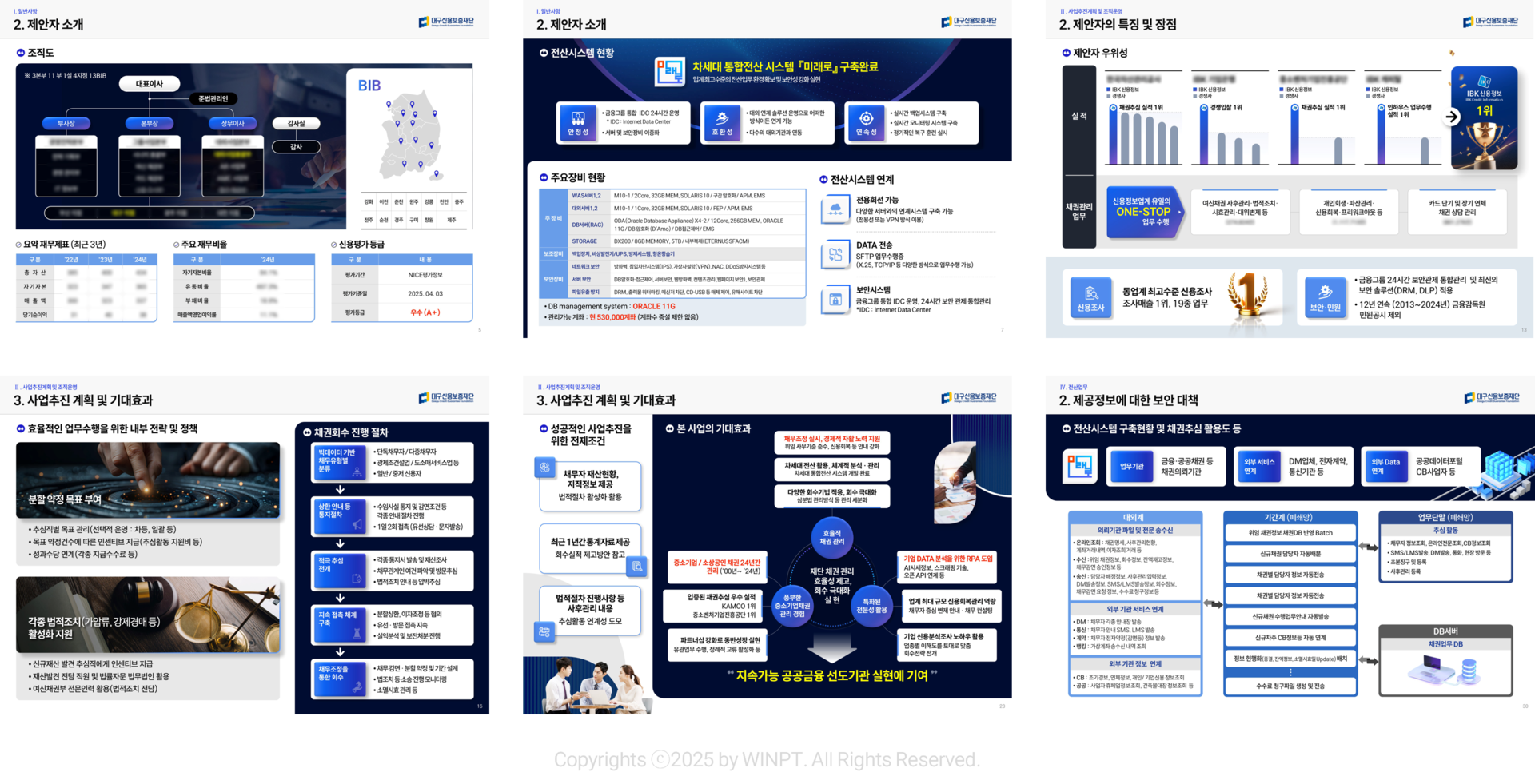 IBK신용정보 채권업무 운영 제안서 ppt 내지 윈피티 세부 포트폴리오