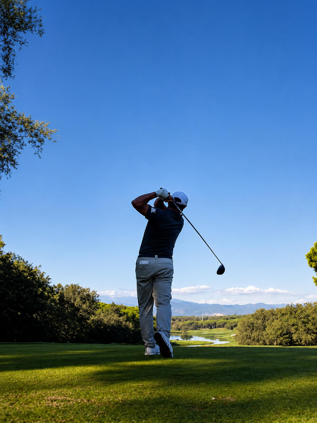 Golf enthusiast using a NOOGI chair