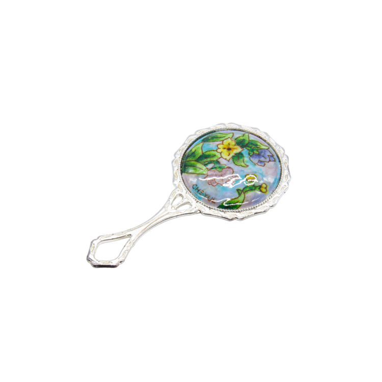 Bellflower Copper Cloisonné Hand Mirror (sky blue)