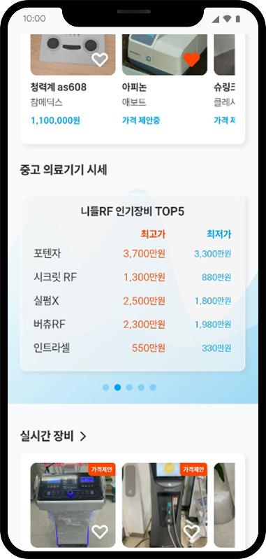 닥터장터 시세그래프 앱 화면