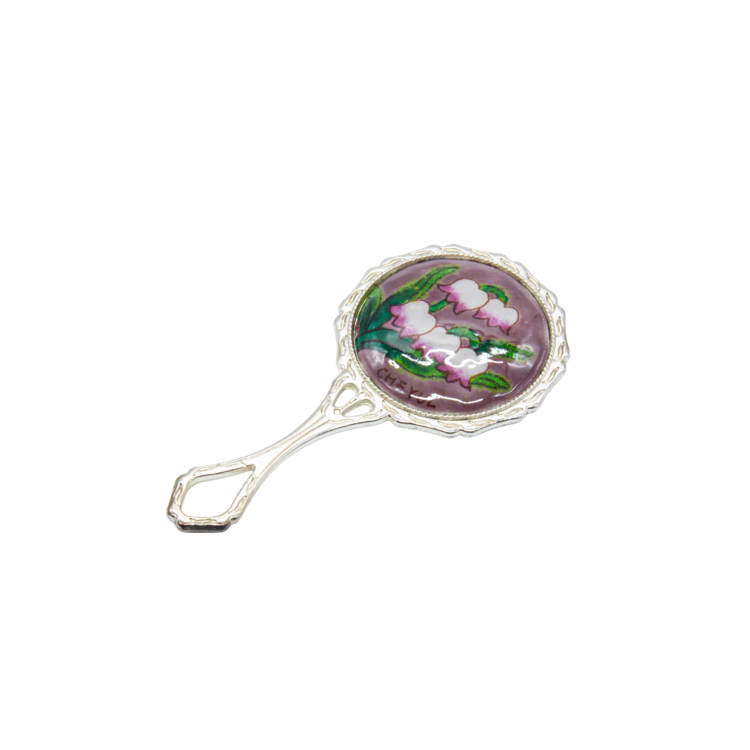 Lily of the Valley Copper Cloisonné Hand Mirror (violet)