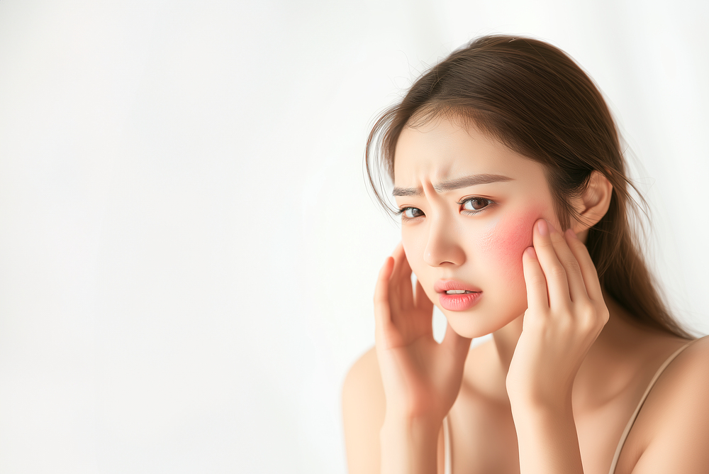 <span style="font-size:20px; font-weight:800;">염증성 여드름</span><br><br> <span style="font-size:15px; font-weight:500; line-height:1.6;">붉은 염증과 통증이<br> 반복적으로 나타나는 경우</span>
