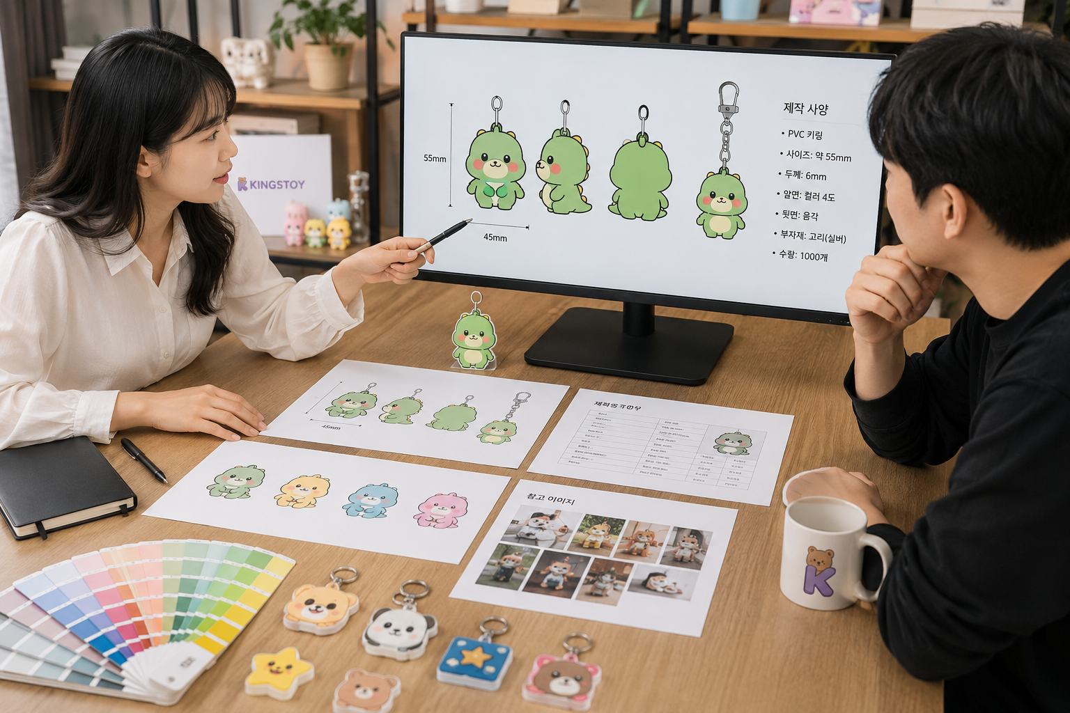 PVC 굿즈 디자인과 제작 조건을 확인하고 상담하는 과정