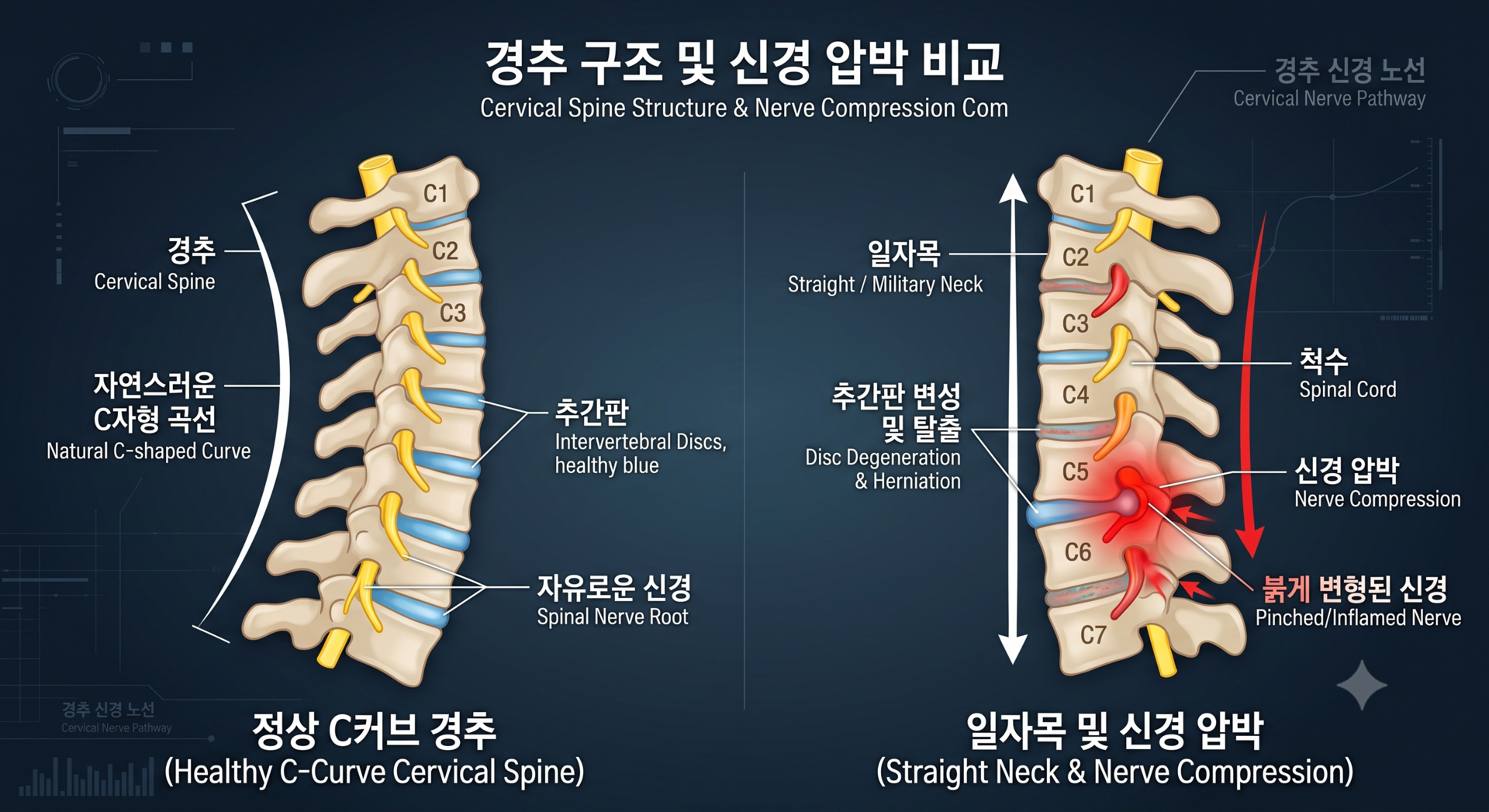 동탄 거북목 일자목 손저림 경추 신경 압박 비교 - 동탄어울림한의원