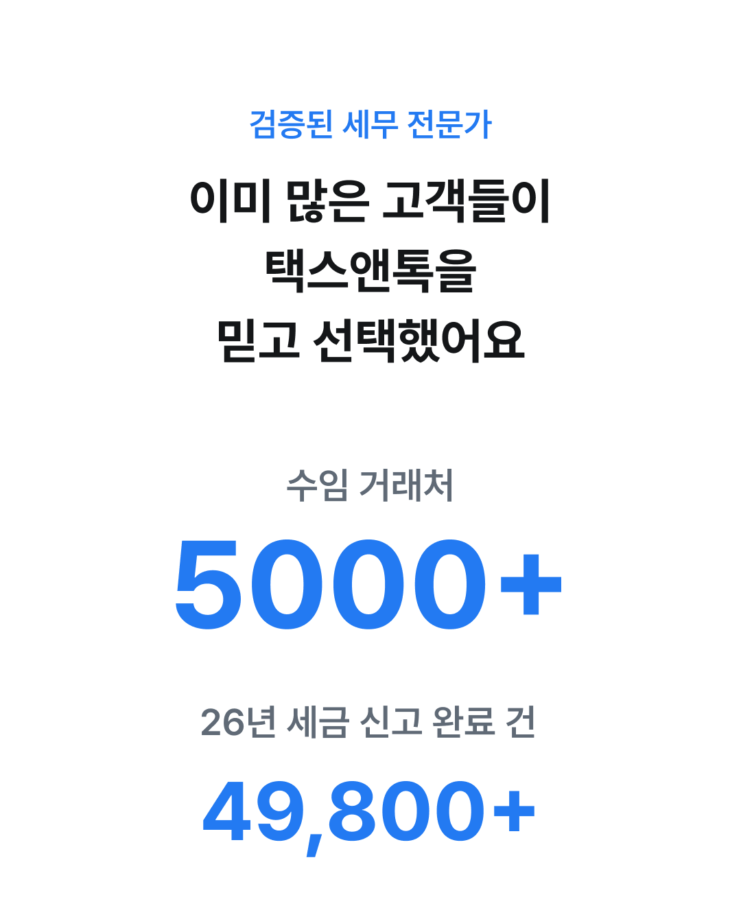 이미 많은 고객들이 택스앤톡을 믿고 선택했어요