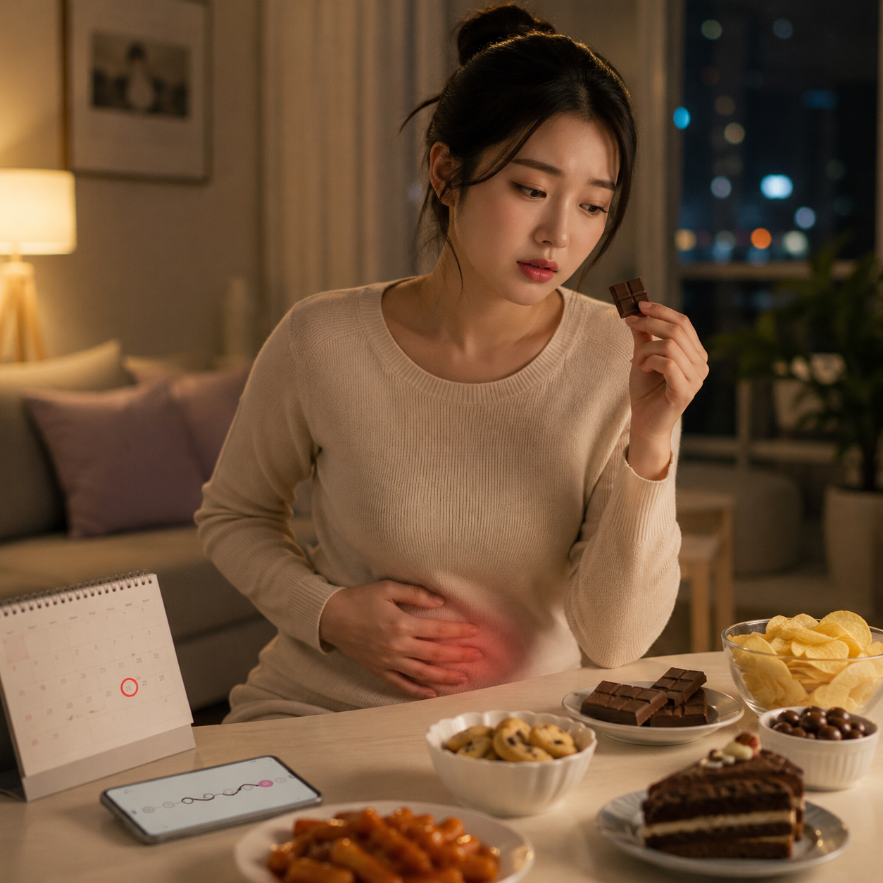 생리 전 식욕 폭발과 폭식 다이어트 관리