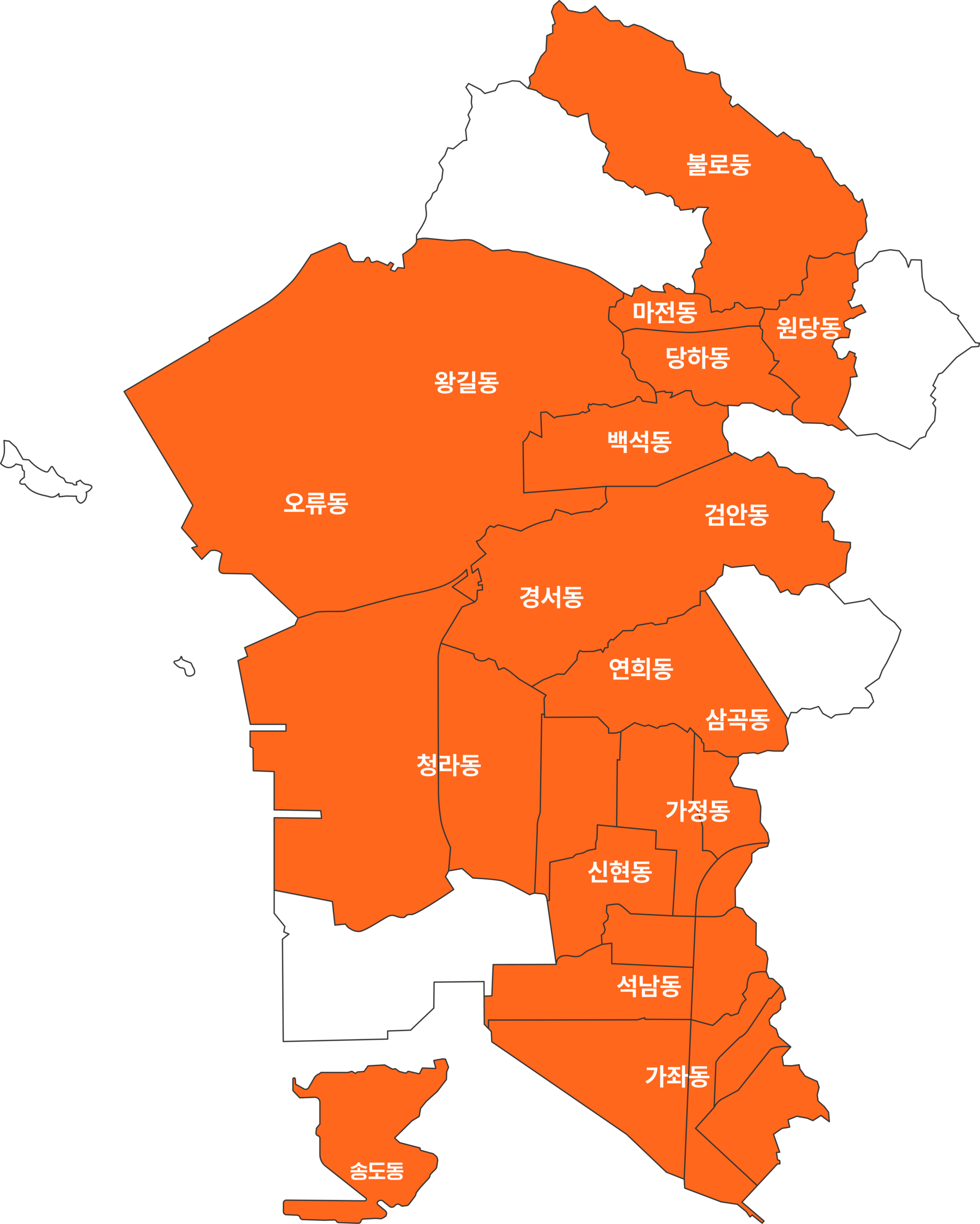 인천광역시 배송 가능 지역 지도 — 연수구 송도동