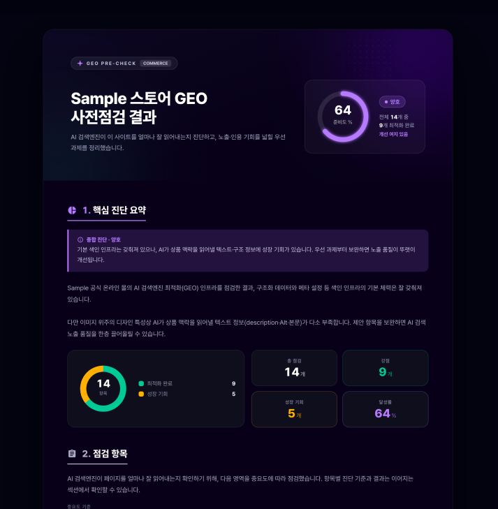 GEO 사전점검 결과