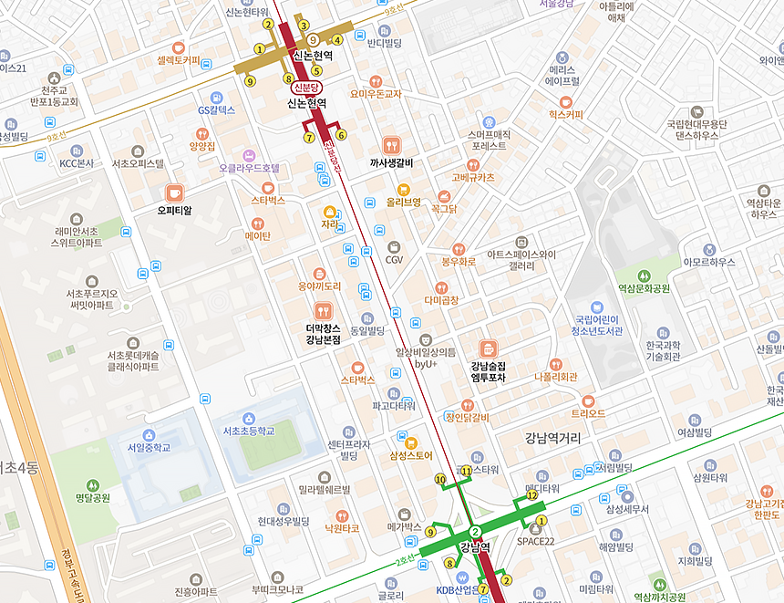 AB애니벅스만화학원 강남본원 위치 지도