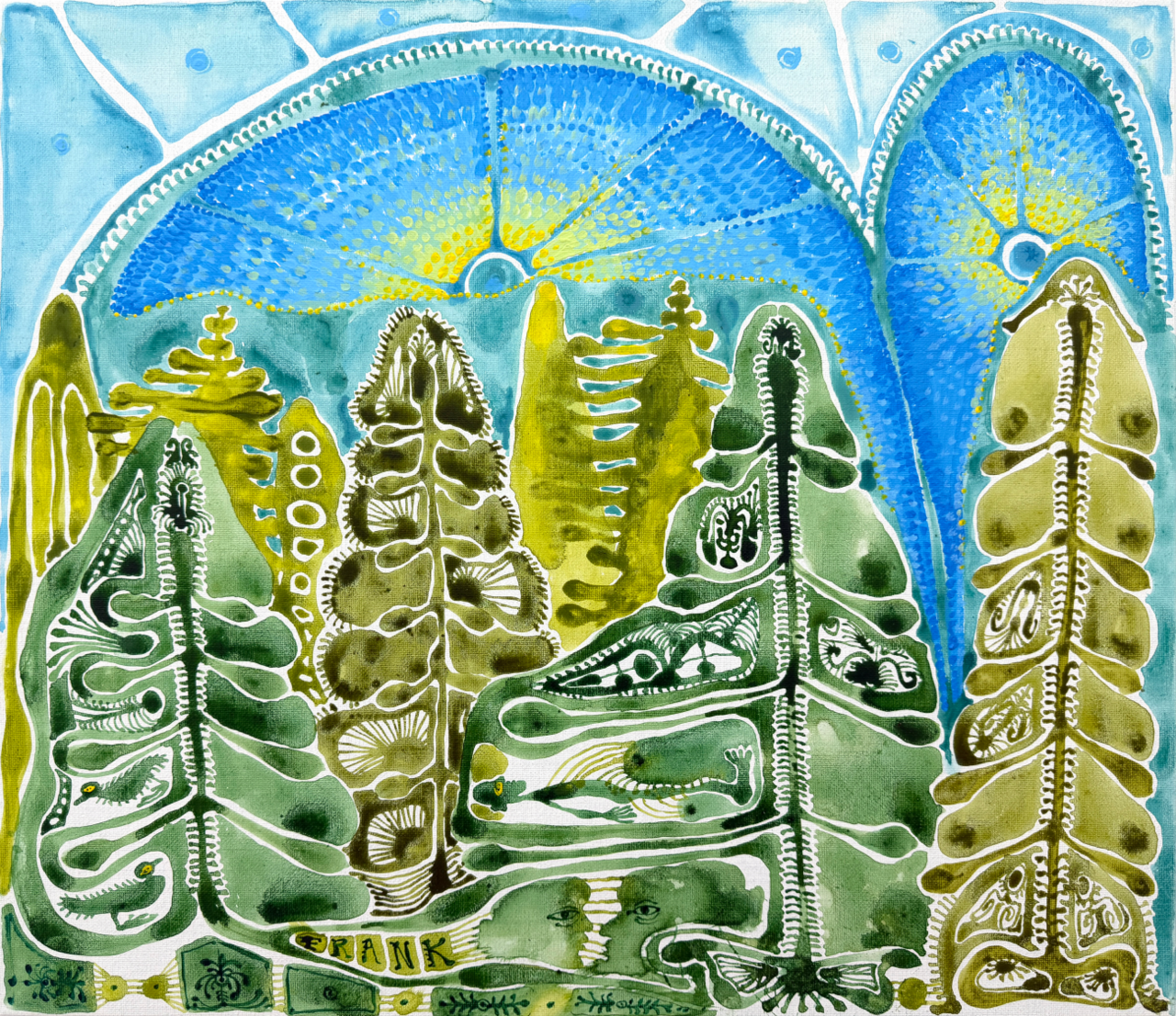 <녹사평 나무와 퍼즐구름>, 2026, Acrylic on canvas, 45.5 × 53 cm