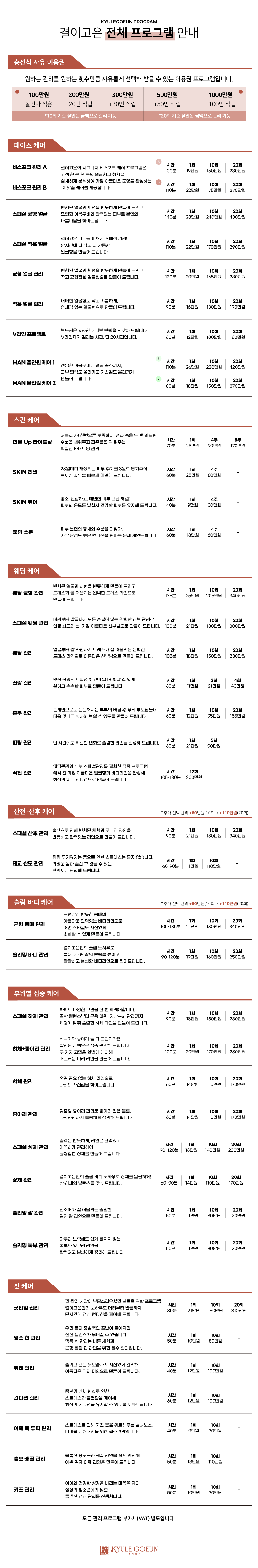 결이고은 전체 프로그램 안내