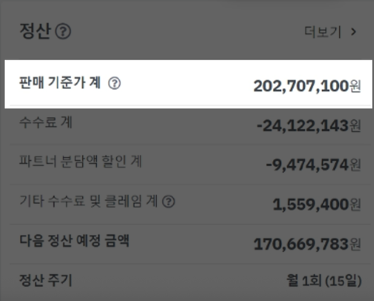 실제 판매 실적 화면 10