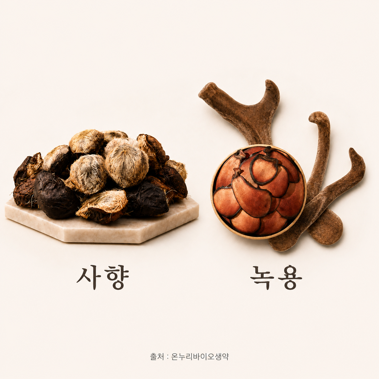 사향과 녹용 원료