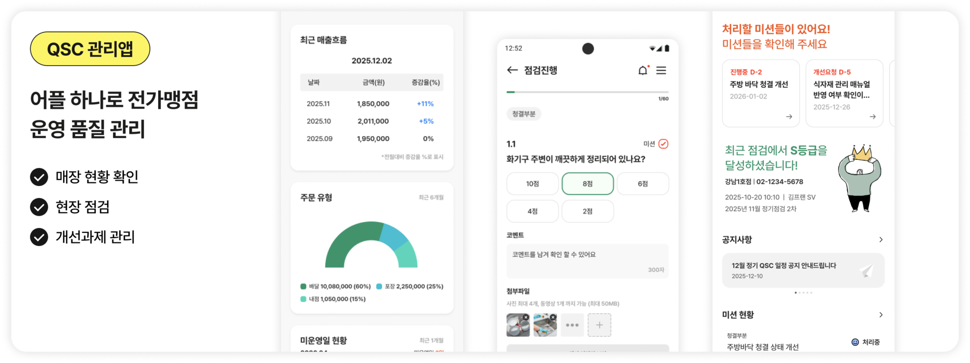 간편하게 프랜차이즈 품질 관리하는 메이트 QSC 어플