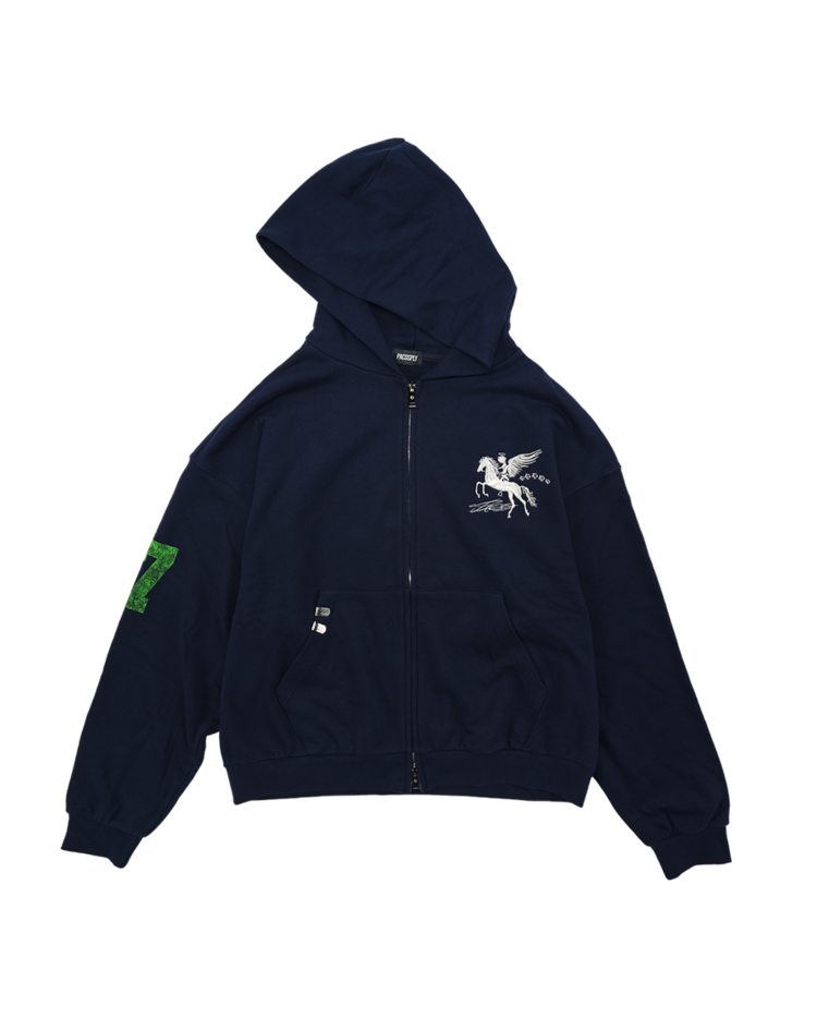 FALLING ANGEL ZIP UP HOODIE - NAVY : PACOSPLY