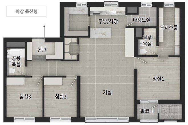 엘리프 성성호수공원 유니트 - 84㎡A 확장옵션형 평면도