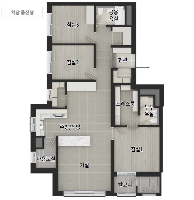엘리프 성성호수공원 유니트 - 84㎡B 확장옵션형 평면도