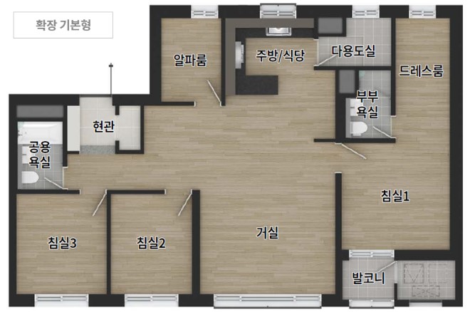 엘리프 성성호수공원 유니트 - 84㎡A  확장기본형 평면도