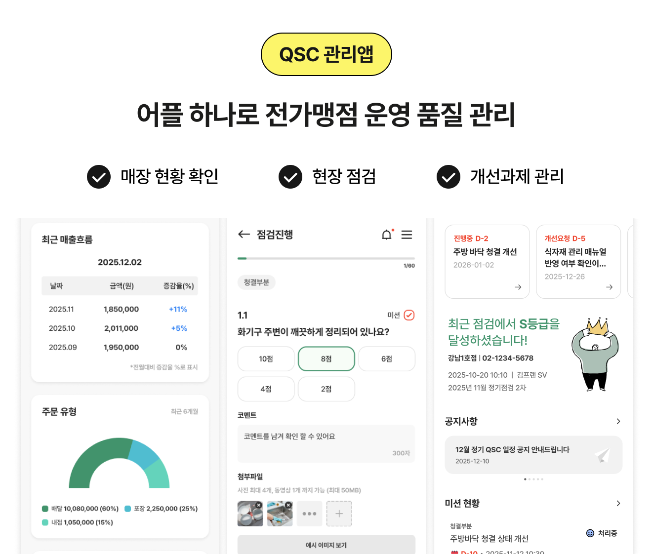 프랜차이즈 가맹점 품질 관리하는 QSC 어플