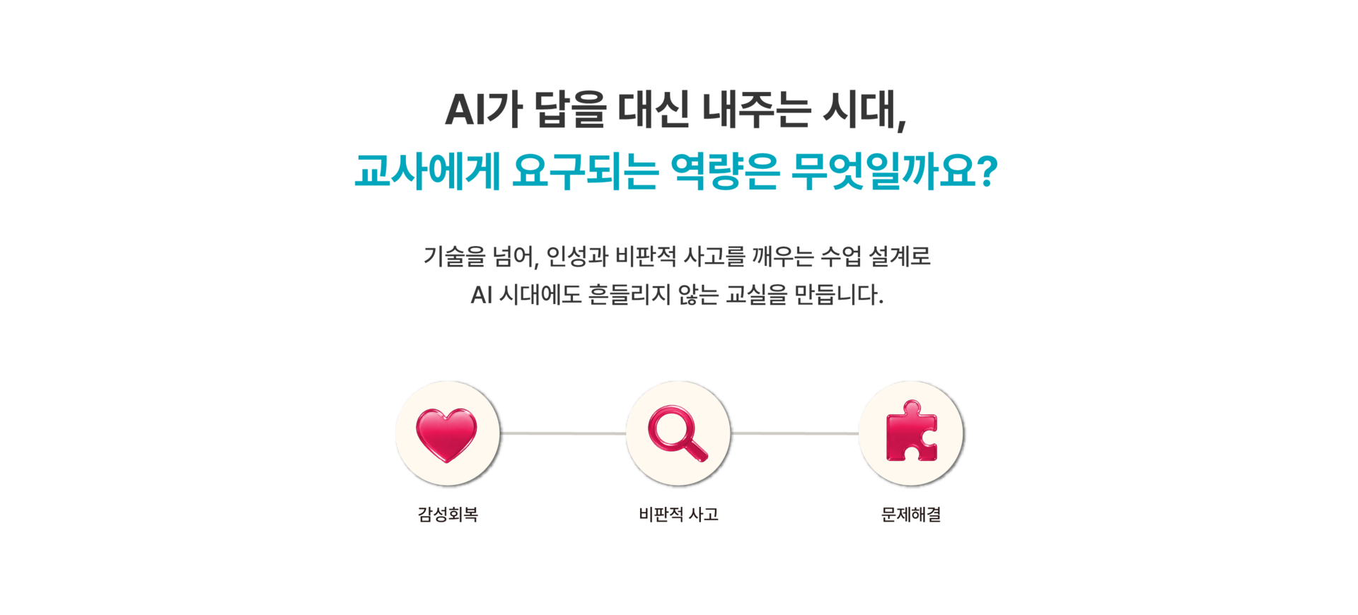 AI 시대 교사에게 필요한 감성 회복, 비판적 사고, 문제 해결 역량을 설명하는 교원 디지털 윤리 교육