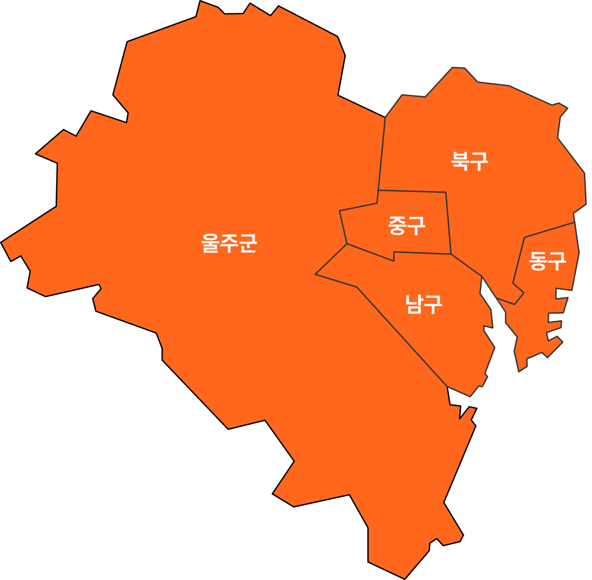 울산광역시 배송 가능 지역 지도 — 울주군 청량읍 배송 중, 10월 1일 5개 읍 오픈