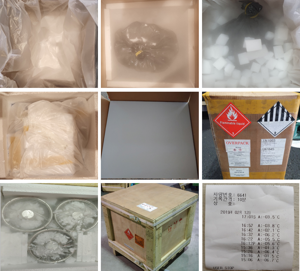 위험물 드라이아이스 극저온 포장 및 온도 기록