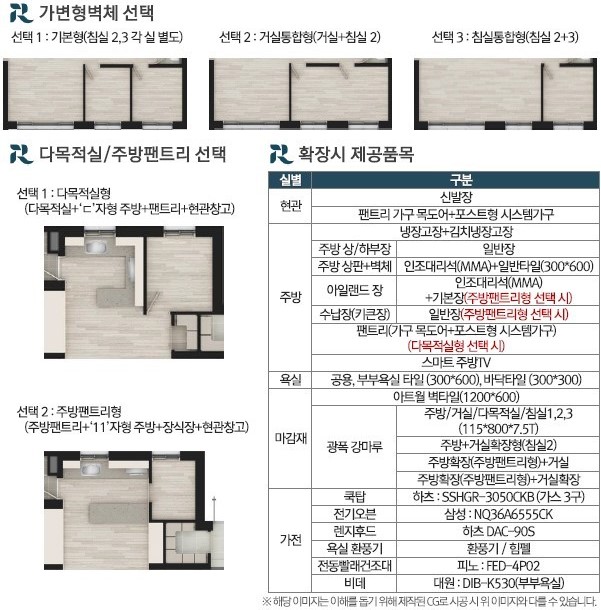 공주 월송 진아레히  유니트 - 84㎡A 확장시 제공품목