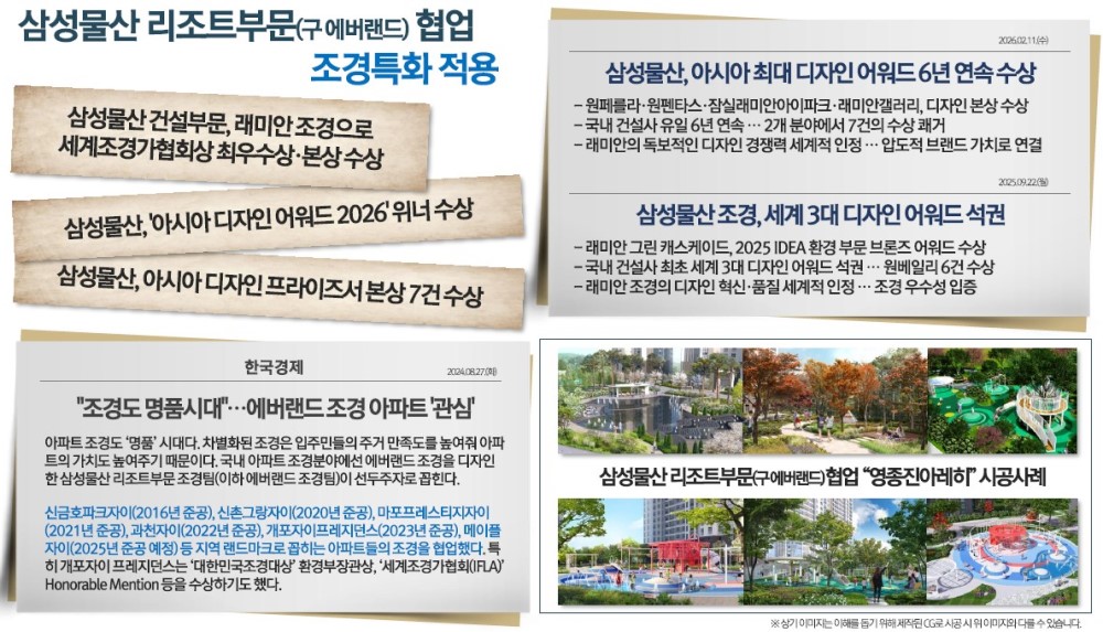 공주 월송 진아레히 특장점 - 삼성물산 리조트부문(구 에벌랜드) 협업: 조경특화 적용