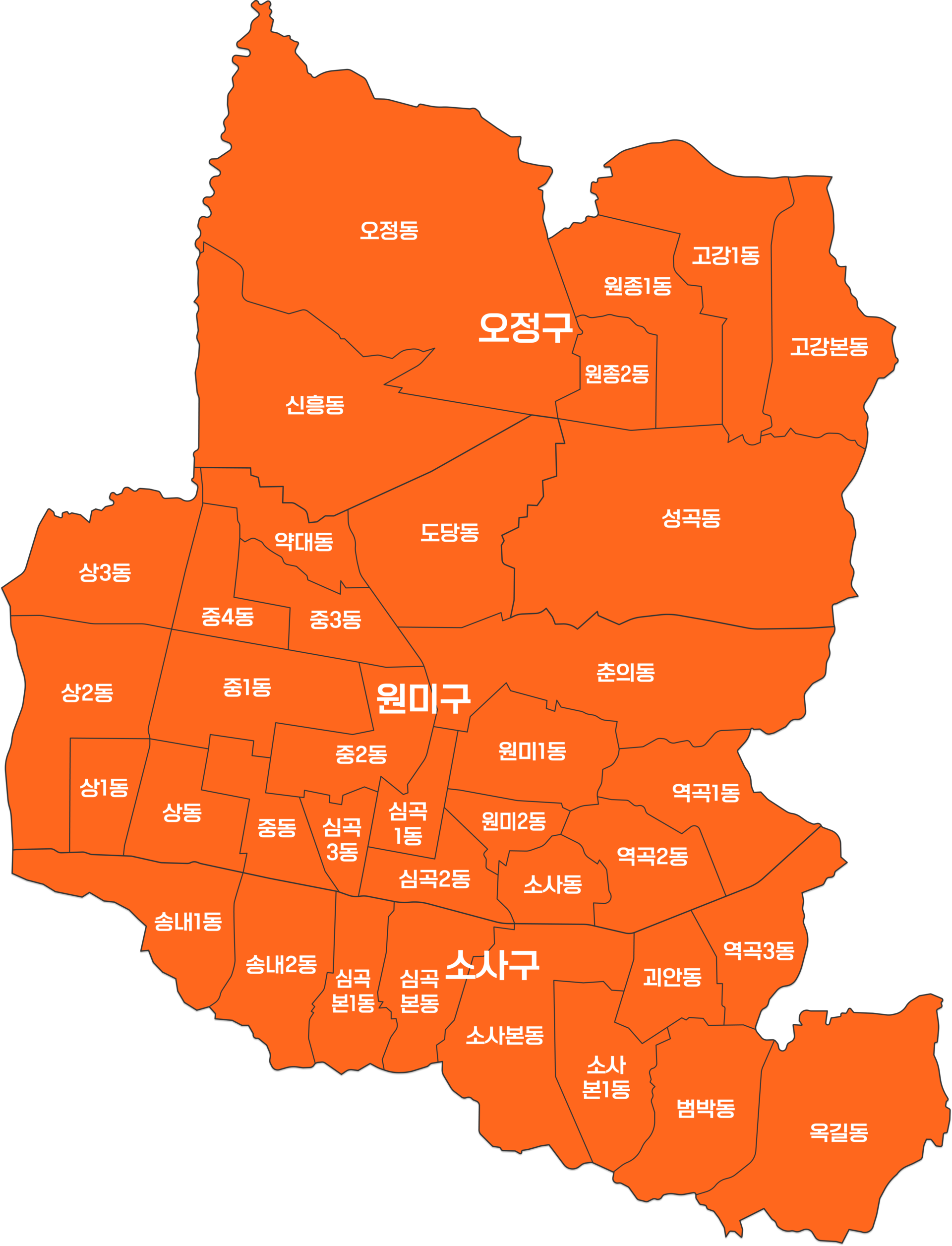 부천시 배송 가능 지역 지도