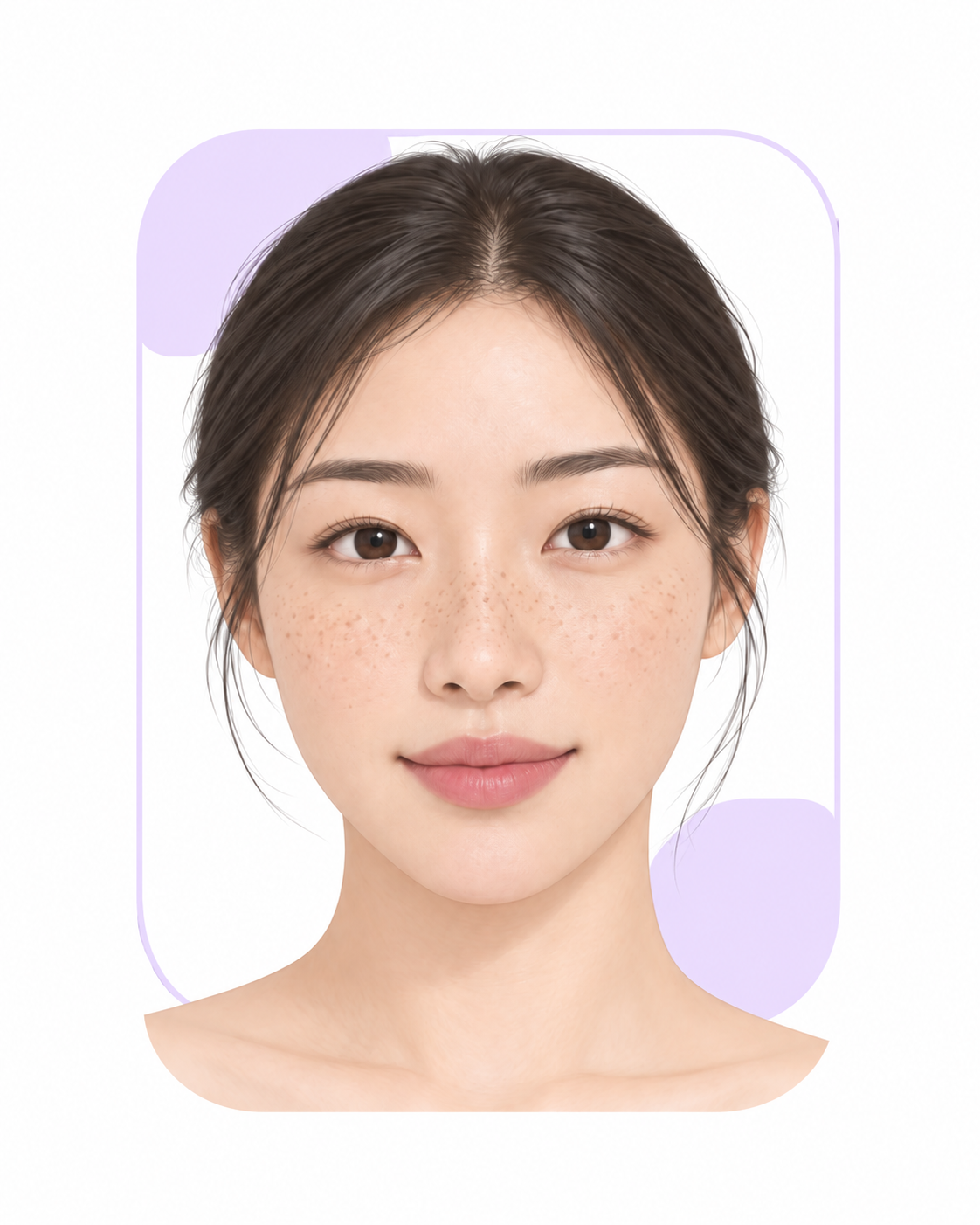 울산주근깨 자잘한 갈색 색소 고민 여성 얼굴 클로즈업 이미지