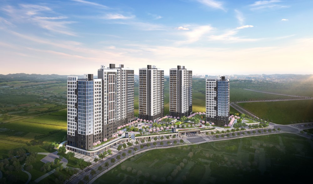 고덕 수자인풍경채 단지설계 - 61BL 조감도(주경)