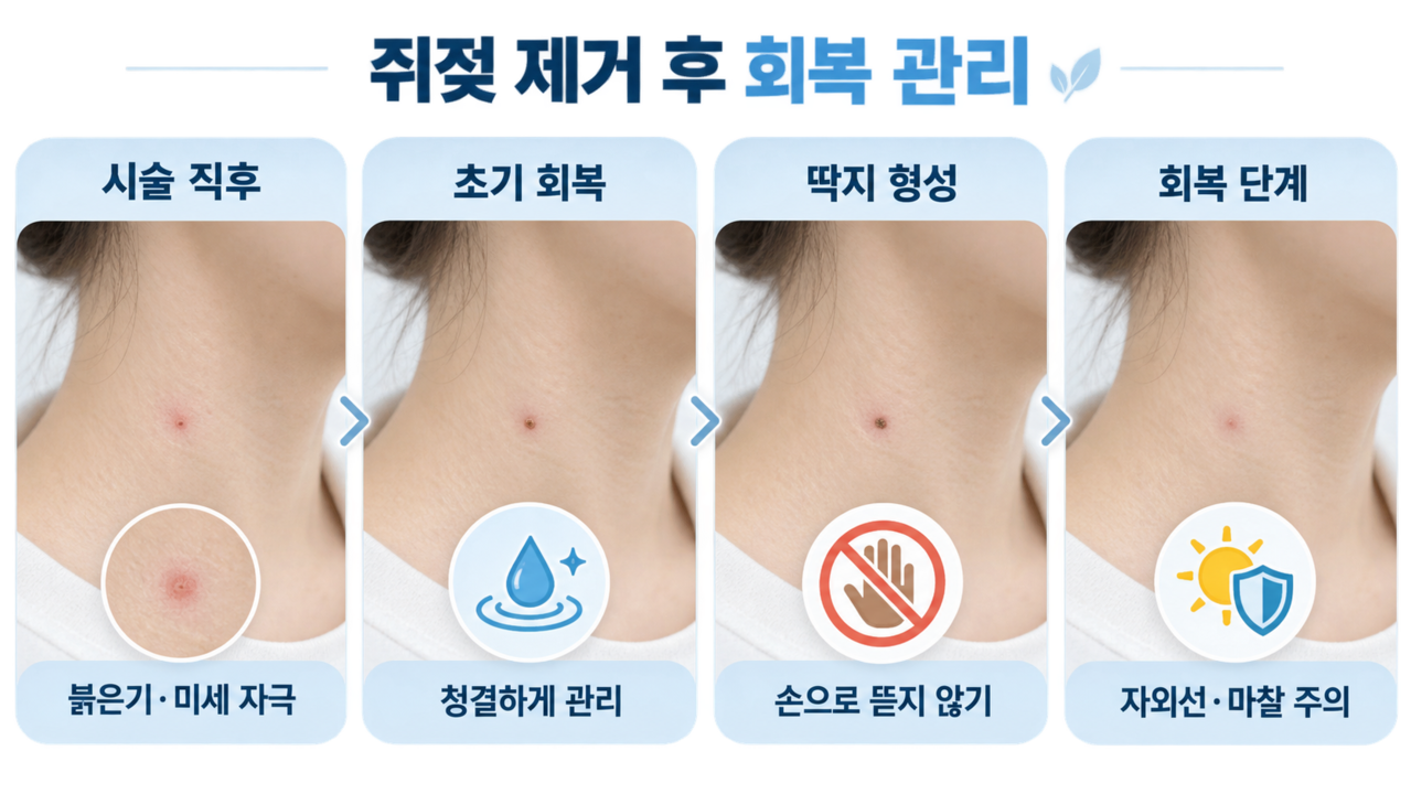울산쥐젖제거 시술 후 회복 관리 단계별 이미지