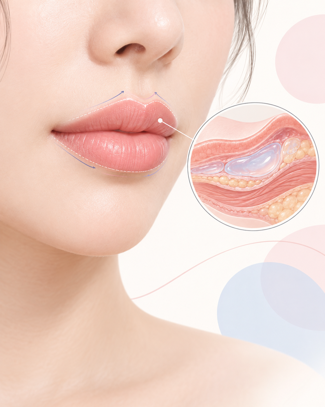 대전입술필러 입술 구조와 자연스러운 볼륨 디자인을 표현한 일러스트