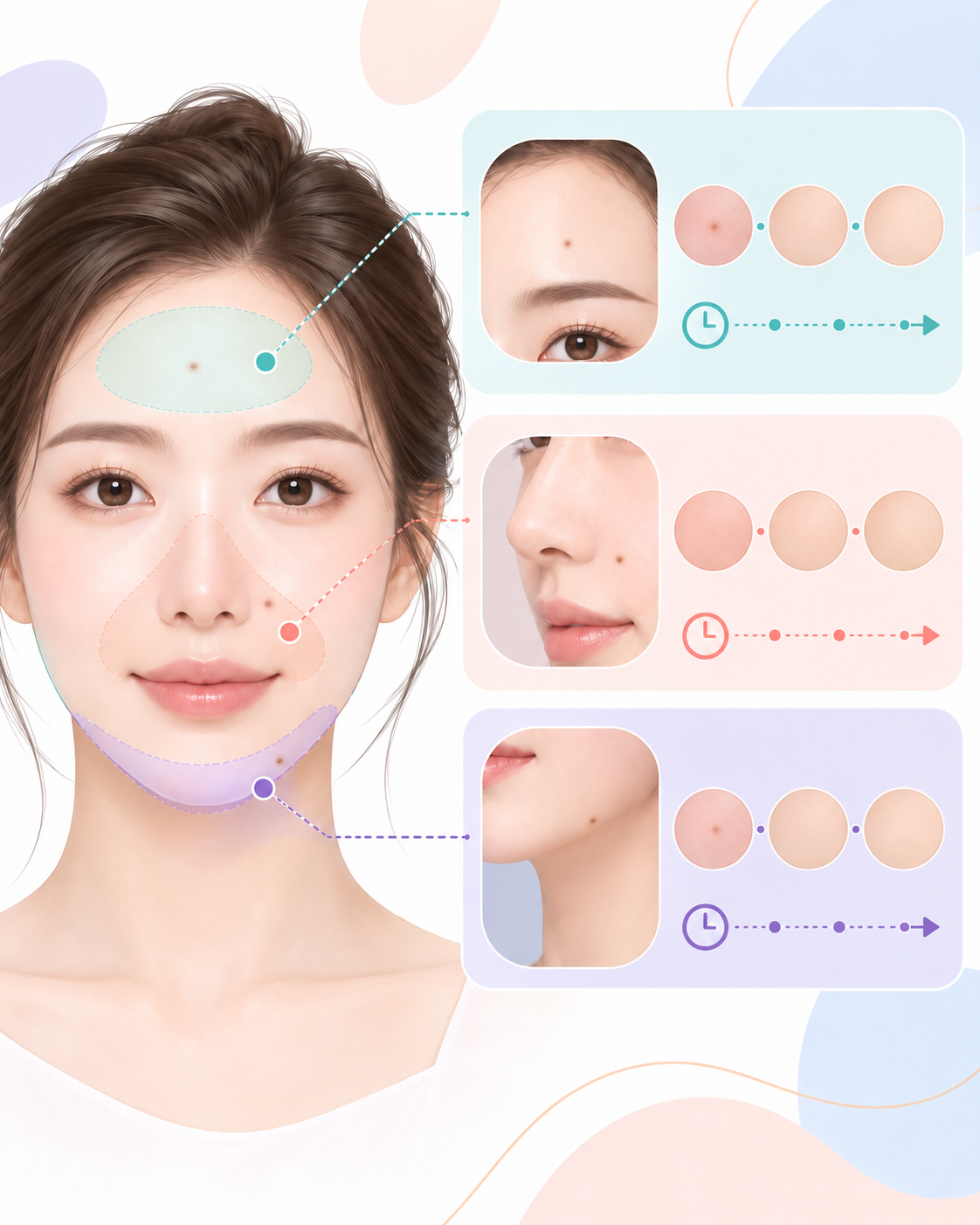 대전점제거 부위별 회복 양상 비교 이미지