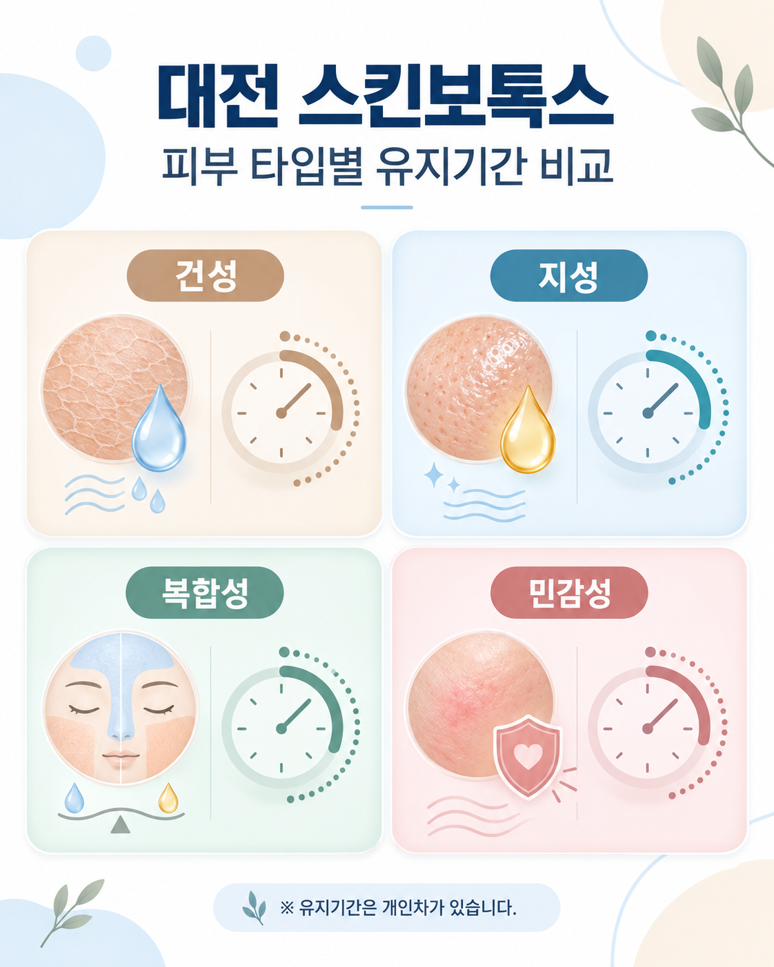 대전스킨보톡스 피부 타입별 유지기간 비교 인포그래픽