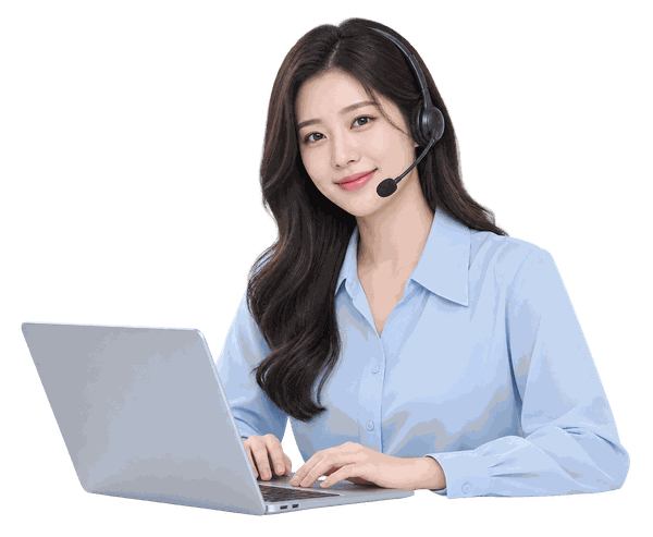 헤드셋을 착용하고 상담하는 인터넷365 상담원