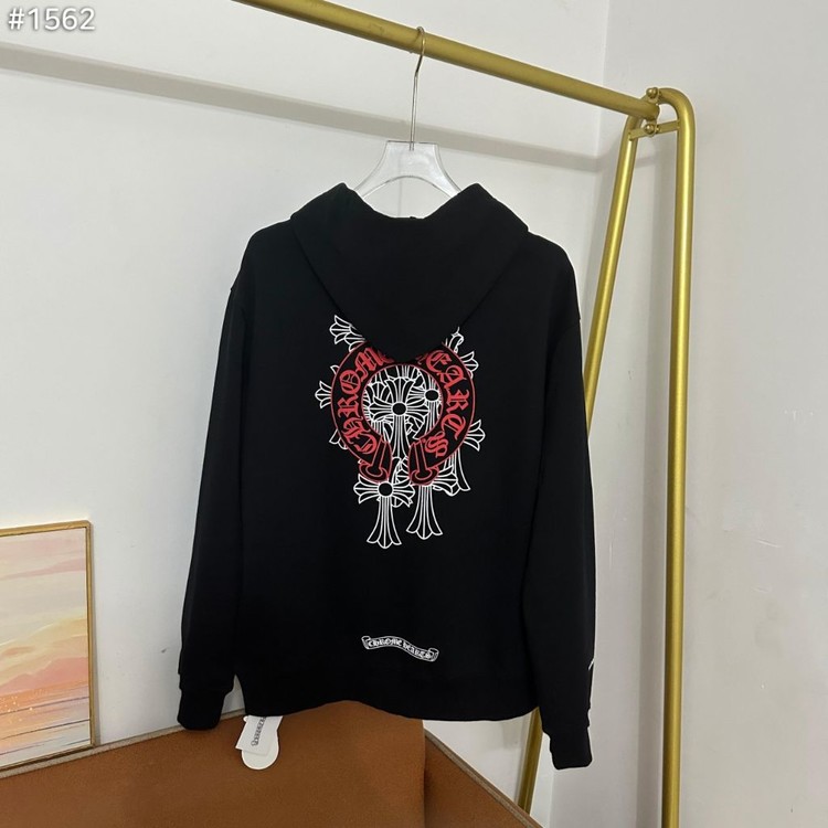 크롬하츠 1562 레드 홀스슈 세메터리 후드집업