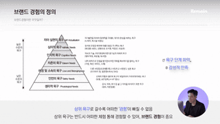 bxd0 강의 슬라이드, 브랜드 경험의 정의를 감성적 만족 긍정적 경험 욕구 충족 3요소로 설명하는 화면