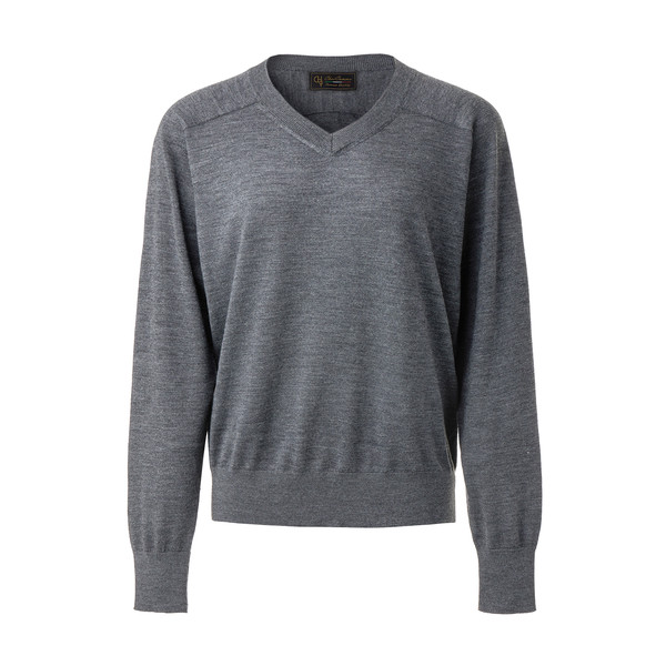 [BLACK LABEL]하이엔드 F/W 메리노울100 요크 디테일 브이넥 니트 / 멜란지 차콜