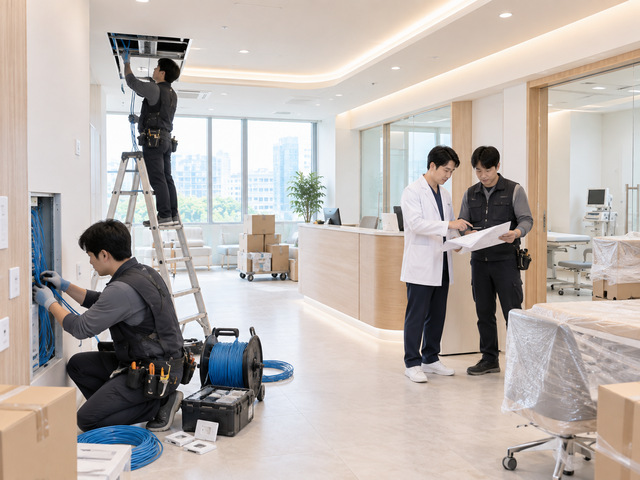 병원 확장 이전에 따른 기존 회선 이설과 신규 배선 작업