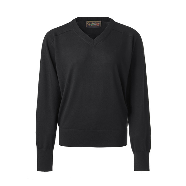 [BLACK LABEL]하이엔드 F/W 메리노울100 요크 디테일 브이넥 니트 / 블랙