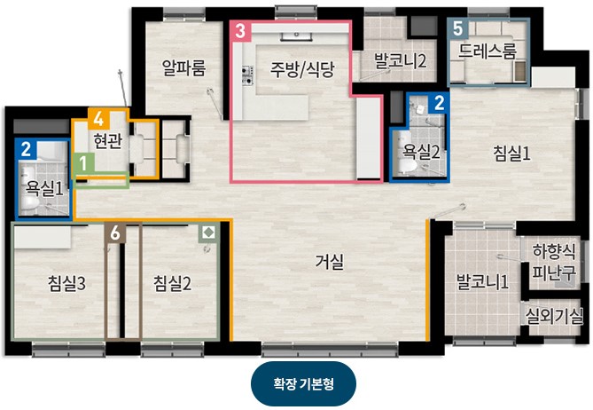 천안 휴먼빌 유니트 - 84㎡D 평면도
