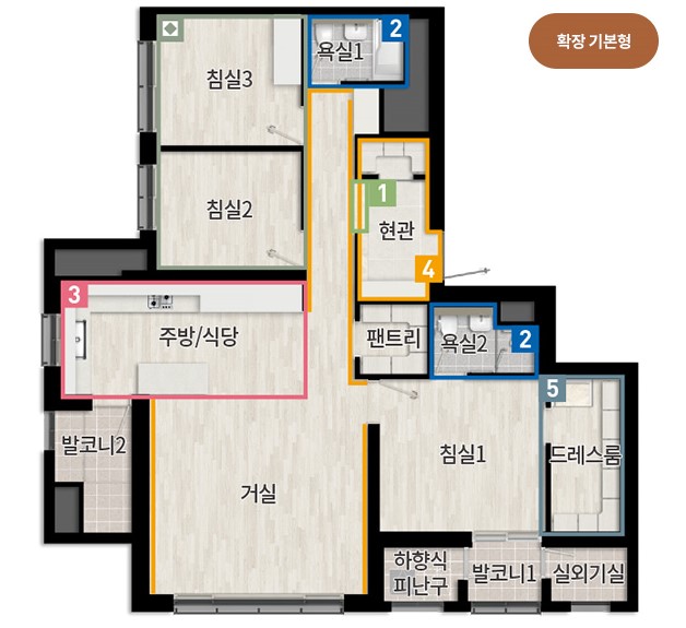 천안 휴먼빌 유니트 - 84㎡C 평면도