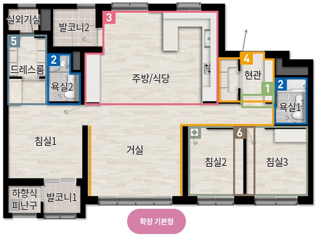 천안 휴먼빌 유니트 - 84㎡A 평면도