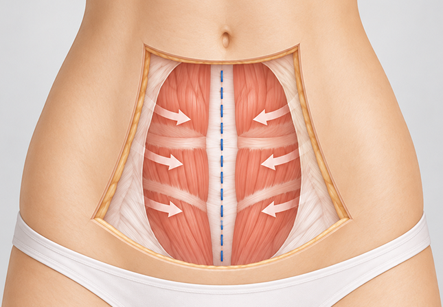 Rectus abdominis muscle tightening