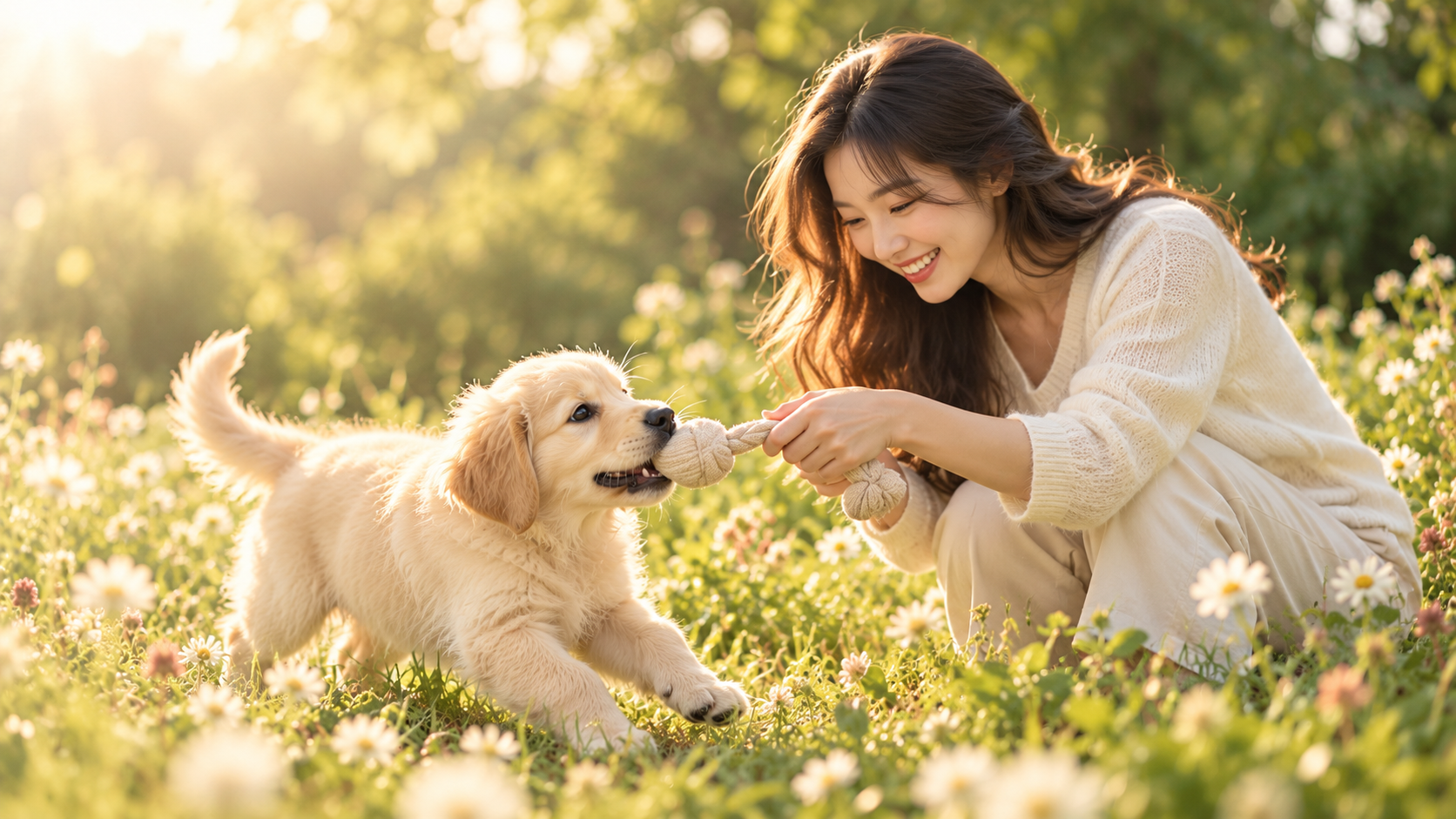 자연 속에서 사람과 함께하는 골든리트리버