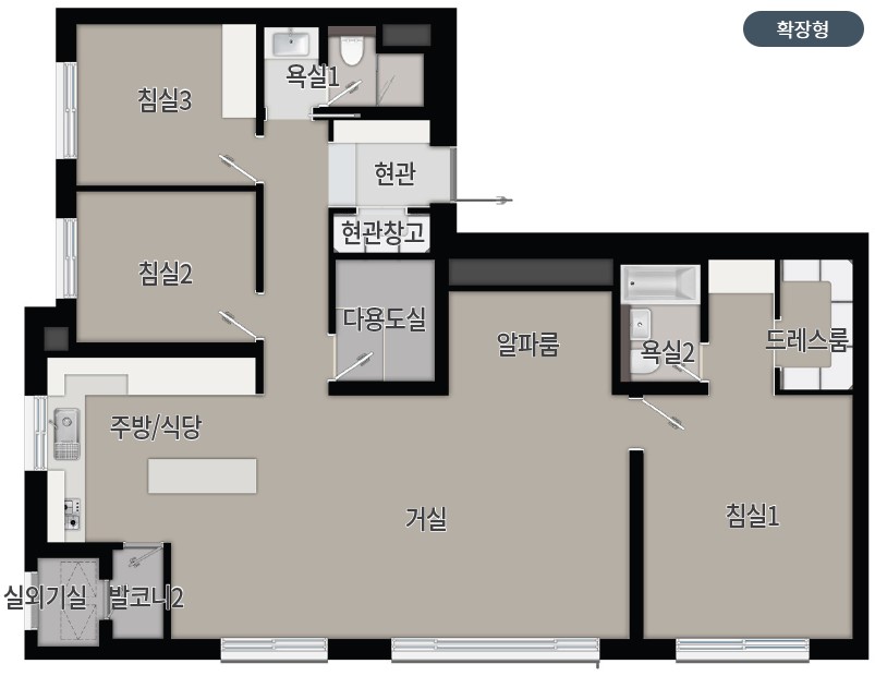 세대안내 - 101㎡ 평면도