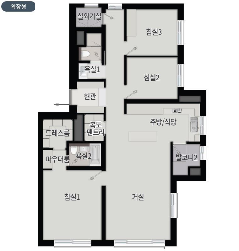 세대안내 - 84㎡B 평면도