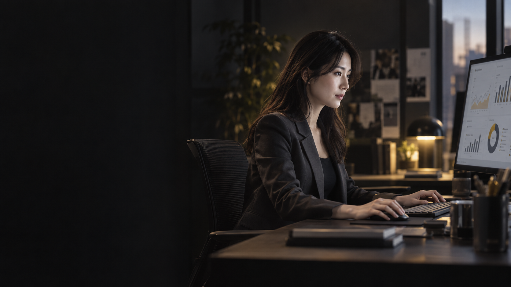 PC로 마케팅 업무에 집중하는 여성 직장인